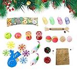 Hailerio Automatisches Katzenspielzeug | Interaktiver Katzensprungball mit Weihnachtsdesign,Kratzfestes Katzen Spielzeug-Set, Zubehör Für Kleine Mittelgroße Große Katzen