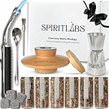 SPIRITLABS Cocktail-Räucher-Kit mit Taschenlampe | All-in-One-Whiskey-Räucher-Kit mit 6 Geschmacksrichtungen Holzspänen – Bourbon, altmodisches Räucher-Set, ein perfektes Geschenk für Männer, Ehemann