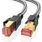 Ltemziiy Cat 8 Lan Kabel 2M,40Gbps Hochgeschwindigkeits Gigabit 2000MHz Geflochtener Netzwerkkabel Ethernet Kabel,S/FTP Patchkabel mit RJ45 vergoldeter Stecker,für PS5/Laptop/Router/Gaming/Modem
