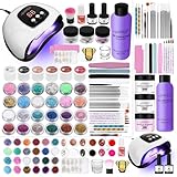 SPTHTHHPY Acryl Nagel Set 6 Stück UV Nagellack Set mit 48W UV/LED Nagellampe, 3 * 20g Acrylpulver 90ml Acrylflüssigkeit für Anfänger Selber Machen Acrylnägel