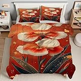 Bettdecke 135x200 Blumen Steppdecke 135x200 Chinesischer Stil 4 Jahreszeiten Bettdecken mit 2 Kissenbezug, Waschbar Microfaser Bettzeug, Warme Weiche Bettdecke ohne BezugNI6488