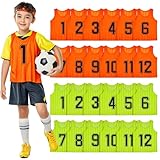 ASMIZ 24 Stück Nummerierte Fußball-Pennies, Fußball Lätzchen Training Weste, Kinder Trainingsleibchen mit Nummern für Basketball, Volleyball, Hockey, Schulsport
