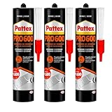 Montagekleber PRO 600 Beige – Extra starker Baukleber für schwere Materialien - 60 kg/m² Haftkraft - Innen & Außen - elastisch & wetterfest (3 x 300ml)