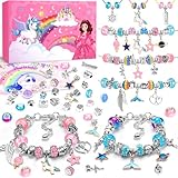 INOMO Einhorn Geschenke für Mädchen, Adventskalender Mädchen Armbänder Selber Machen, Bastelset Kinder ab 6 Jahre, Weihnachtsgeschenke für Kinder 6 7 8 9 10 11 12 Jahre Kinder Spielzeug