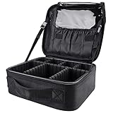Professionelle Kosmetiktasche Damen Schminktasche Groß Reise Make-Up-Organizer Tasche, wasserdichte Kosmetikkoffer Portable Schminkkoffer mit Einstellbarem Teiler, Schwarz
