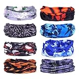 GOTRUST 8pcs Multifunktionstuch Set Bunt Nahtlose Bandanas Loop Schal, Schlauchschal Atmungsaktiv Sport, Elastische Multifunktion Gesichtsmaske für Herren Damen Outdoor Arbeit