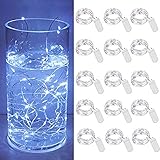 15 Stück Lichterkette, 30 LEDs, batteriebetrieben, Sternenlichter, Silberdraht, Mini-Glühwürmchen-Lichterkette für Hochzeit, DIY, Party, Weihnachten, Schlafzimmerdekoration (kaltweiß)