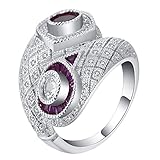 Hoisy Schmuck Damen Ringe, Verlobungsring Zirkonia mit Cubic-Zirkon Silber Oval Größe 57 (18.1)