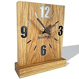 FLEXISTYLE Modern standuhr klein aus Holz Eiche Wohnzimmer Badezimmer (Style 1), Shwarz/Oak