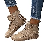 Wildleder Stiefel Damen Beige Stiefeletten Damen Mit Absatz Halbhoch Halbstiefel Ankle Boots Stiefel Wildleder Winterstiefel Westernstiefel Bequemer Kurzstiefel Absatz Damenstiefel Schlupfschuhe