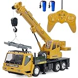 WEECOC RC Kran BAU Traktor Fernbedienung Großer Kran LKW mit Licht und Klang Wiederaufladbare Elektronik Hobby-Spielzeug