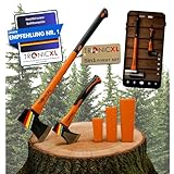 TronicXL Spaltaxt Set für Holz Forst Axt Beil Keile I Kurzes Spaltbeil 600g Axt + Lange Fällaxt 2000g + Fällkeile I Profi Spaltaxt mit Keilen für Forstbedarf, Camping & Outdoor, Feuerholz