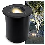 SSC-LUXon JUAVI Bodeneinbauleuchte aussen IP67 LED - Bodenstrahler schwarz matt 230V befahrbar - inkl. GU10 LED Lampe 3W warmweiß