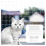 Katzennetz für Balkon 3x8M- Katzennetz DrahtverstäRkt Transparent - Robust Verdicktes Katzenschutznetz Balkon,Balkonnetz Haustiernetz für Katzen zur Sicherung von Terrassen Fenstern Zäune Türen (Weiß)