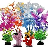 QUOZUO 8 Stück Aquarium Zubehoer Fisch Deko, Künstliche Pflanzen Mit Harz Koralle, Bunt Dekoration Kunstpflanzen