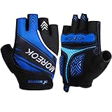 MOREOK Fahrradhandschuhe für Herren Damen Sommer Radsporthandschuhe Halbfinger 5MM SBR Gel rutschfeste/stoßdämpfende Handschuhe hellblau-S