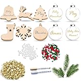 Personalisierte Weihnachtskugel zum Selbermachen: Gestalten Sie Ihre eigene Verzierung mit einzigartigen Botschaften und Designs, einschließlich glatter Kugeln und Holzfiguren