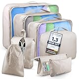 Koffer Organizer (8 Teiliges Set) Deluxe Edition extra leicht - Packing Cubes vielseitig einsetzbar für Koffer, Rucksack, Packwürfel, Reise Gadgets