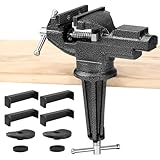 Tisch-Schraubstock, 8,4 cm, universell, drehbar, um 360 ° drehbar, zum Klemmen, Tischschraubstock mit Schnellverstellknopf für Holzbearbeitung, Bohren, Sägen, Metallarbeiten