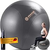 KIANA SPORTS® Gymnastikball & Sitzball - 4 Größen - Deutsche Entwicklung - Rutschfester Yoga Ball mit Noppen - Extra Dick & Belastbar - inkl. Pumpe & Übungsplan – Ideal für Fitness & Büro
