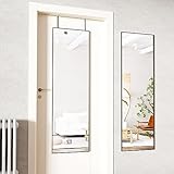 Koonmi Ganzkörperspiegel, 41x127cm Türspiegel Wandspiegel mit 2 höhenverstellbaren Hängehaken über der Tür, Hängespiegel mit Rahmen aus Aluminiumlegierung für Garderobe und Schlafzimmer, Schwarz