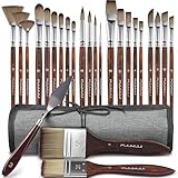 Pinselset Acrylfarben - 25 Stück Premium Synthetisches Künstlerpinsel mit Organisationstasche und Spachtel für Acryl, Aquarell, Öl,Gouache, Steinmalerei | kein Haarverlust | Acryl Pinsel, Öl Pinsel