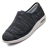 Therapieschuhe Geschwollene Extra Breit Sandalen,Gesundheitsschuhe für Senioren Diabetiker und Ballenzehen-Patienten extra breite Hausschuhe.Black Gray,36