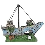 Movoja Aquarium Dekoration - Schiffswrack Piratenschiff - für Süß und Salzwasser - Schiff Boot Versunken Fähre Holzboot Ornament Aquaristik