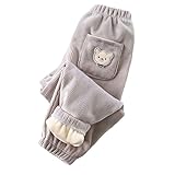 ALUCIC Baby Jungen Mädchen Lange Fleece Hosen Kinder Baumwolle Dicke Warme Herbst Winterhose Grau 80