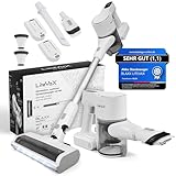 BLAXX LVX Akku Staubsauger kabellos – 60 Min Laufzeit, Akkustaubsauger mit 2 Akkus & Schnelllader, beutellos mit HEPA-Filter, leicht & leise, Smart Display, LEDs, Anti-Tangle-Bürste, Turbomodus