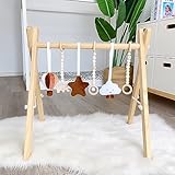 Caudblor Spieltrapez Holz Babyspielzeug Puzzle Gym inkl. Anhänger Babygymnastik aktiv Spielzeug Babyzimmer Kinderzimmer Dekoration