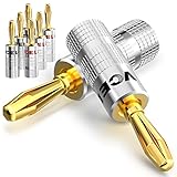 VCELINK Bananenstecker Lautsprecher 24K Vergoldet, 0,75mm - 4mm, (4 Paar / 8 Stück), Banana-Steckverbinder High End für Lautsprecherkabel, Verstärker, HiFi-Boxen, AV Receiver,Schraubbar (8)