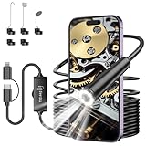 Endoskopkamera mit Licht, Ferdiiz 1920P HD Endoskop-Kamera Handy mit 8 LED, Wasserdichtes IP67 Inspektionskamera, Kein WLAN Erforderlich Kanal-Kamera für Android & iOS, Tablet - 16.4 ft/5 m