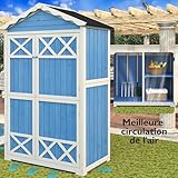 Outdoor Holz Gartenmöbel Aufbewahrungsschuppen, Werkzeughaus für Garten, Terrasse, verblassungsfrei, wetterfest, sicher und geschützt, wartungsfrei, umweltfreundlich, blau
