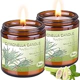 Effektiv Citronella Kerze Outdoor im Glas, 150Stunden Groß Dufted Kerzen Draußen aus Natürliches Sojawachs und Citronen Öl, Sommer Outdoor Kerzen Set für Terrasse/Garten/Camping/Grillen/Party Deko