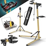 KESSER® Fahrradmontageständer Profi Reparaturständer Aluminium für Fahrräder Mountainbikes E-Bike Schwerlast-Montageständer Fahrradständer +Tasche mit Schnelllösevorrichtungen, 360° drehbar, Gold