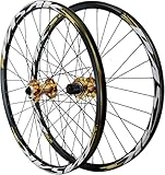 KUNYOS MTB Räder 26 27,5 29 Zoll QR/Steckachse, Scheibenbremse Abgedichtetes Lager 32H Fahrrad Radfahren Vorder Und Hinterradfelge for 7–12 Gänge 2210G,Aluminiumlegierung,Gold,QR 27.5inch