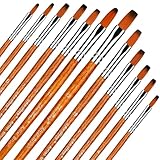 Acryl Pinsel Set 12 Stück für Acrylfarben, Nylon Künstlerpinsel Aquarellpinsel Borstenpinsel Set, Ölfarben Brush Set Malpinsel Synthetik Pinsel für Anfänger Künstler Erwachsene Kinder