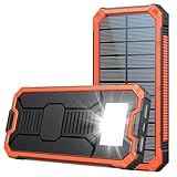 Solar Powerbank 20000mAh, Solar Ladegerät USB Externer Solarladegeräte mit Outputs,Tragbares Powerbank Wasserdichtes Externer Akku mit LED-Licht für Smartphone Tablet