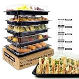 ebake Mehrweg Servierplatte mit Deckel (10 Stk. à 34 x 24,5 x 7,4 cm) - Meal Prep Boxen für Partys usw. - Ideal als Food Container Box, Menüteller & Meal Prep Box - Inklusive Sticker-Etiketten