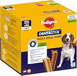Pedigree DentaStix Daily Oral Care Zahnpflegesnack für mittelgroße Hunde – Hundeleckerli mit Huhn- & Rindgeschmack für jeden Tag – 1 x 56 Stück