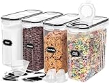 Skroam 4L Vorratsdosen Set mit 4, Müsli Schüttdose & Frischhaltedosen, BPA frei Kunststoff Vorratsdosen luftdicht, für Getreide, Mehl, Zucker