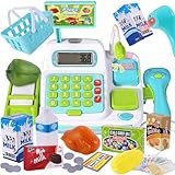 BUYGER Kinder Kasse Spielzeug, Elektronische Registrierkasse mit Scanner Mikrofon Sound Rechnerfunktion, Kaufladen Zubehör Rollenspiel für Kinder ab 3 Jahren 25x12x16 cm