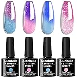 Allenbelle UV Nagellack Thermo Set 4 Farben Mit Geschenkbox,Gel Nagellack Farbwechsel Shellac Set Uv Gel Nail Art,Soak Off Uv Thermo Nagellac 025