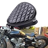 DREAMIZER Bobber-Sitz Motorrad-Solo-Sitz-Kit mit gefedertem weichem Motorrad-Heckpolster-Sattel für Sportster XL1200 883 48 Forty Eight Fatboy Softtail Dyna Street Glide (Schwarz Rhombus)
