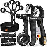 FUNFLEX Handtrainer Fingertrainer, Verstellbares Griffkraft Trainer Set -5-Teilig- Unterarmtrainer, Fingerstrecker Neopren Handgelenk Band - Finger Grifftrainer - Grip Ring, Hand & Unterarm Training