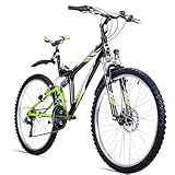 Bergsteiger Buffalo 26 Zoll Mountainbike, geeignet ab 155 cm, Scheibenbremse, 18 Gang-Schaltung, Licht, Schutzblech, Vollfederung