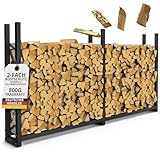 LAWA Living and Lifestyle Kaminholzregal aussen VERZINKT ohne Dach 223x25x115 ohne Abdeckplane 800kg Brennholz Feuerholzregal Stapelhilfe Metall Kaminholzunterstand Brennholzunterstand Garten