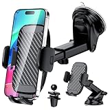 Vexloria Handyhalterung Auto, Handyhalterung Auto Lüftung Armaturenbrett Windschutzscheibe KFZ Handy Halterung mit EIN-Knopf-Release, 360° Drehbar für iPhone, Android Alle Smartphones
