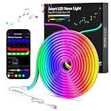 MeRGBW-Home 3m Neon LED Strip, RGB LED Band Neon Seil Lampe, 5V Flexible Neon LED Streifen mit App-Steuerung, DIY-Formen, Musik Sync, Neon LED Lichtband für Wohnzimmer, Schlafzimmer, Wand, Gaming Deko